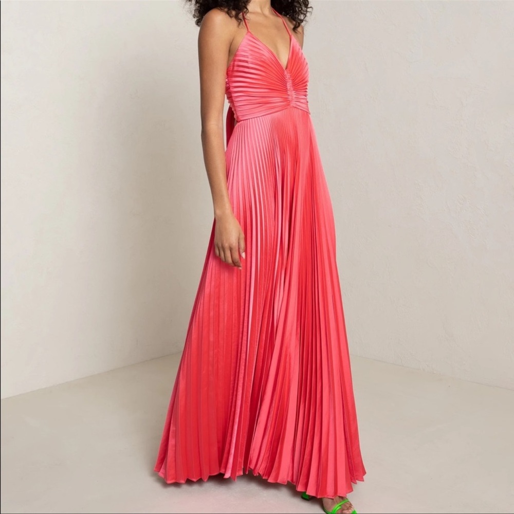 ALC Aries Satin Pleated Dress size 2 color Hibuscus